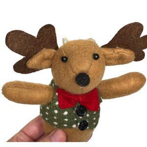 Christmas Ornament Stuffed Animal Plush Bowtie Moose Holiday Tree Wreath Decor